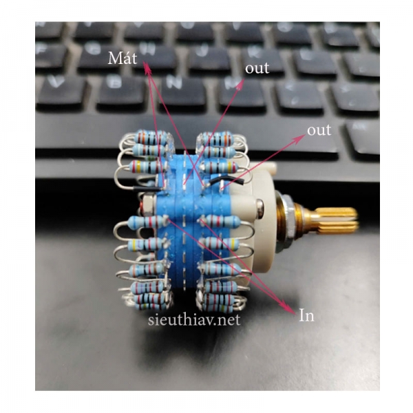 Chiết áp volume 2 kênh 24 bước 20K trục trơn (V74)
