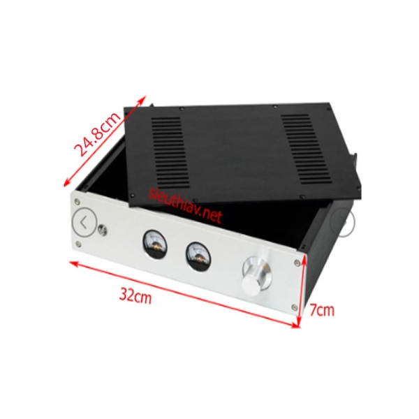 Vỏ nhôm phay 32x7x24.8cm có đồng hồ VU (Vo106)